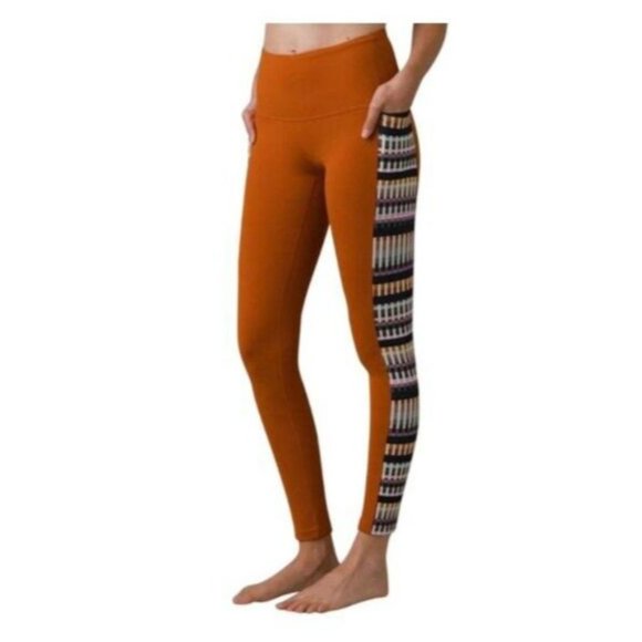 Prana Leggings Womens XS Laye Gingerbread Tivoli Striped Sides‎ Pockets New - Picture 1 of 16